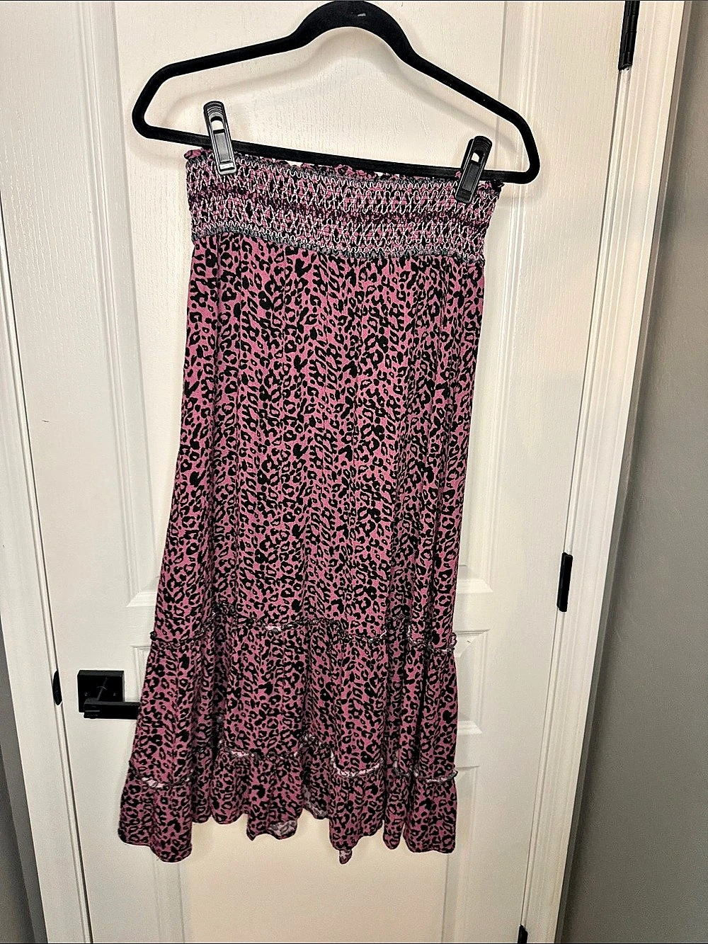 Easel Pink & Black Animal Print Midi Skirt Size Small
